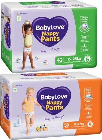 Coles Babylove jumbo nappy pants 42 pack-56 pack offer