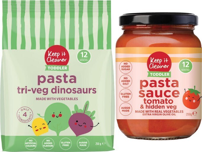 Keep it cleaner toddler pasta triveg dinosaurs or tomato & hidden veg