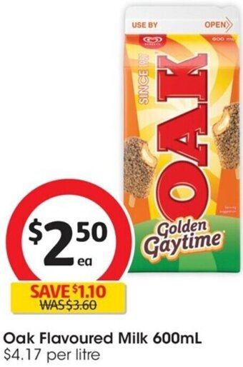 Coles Oak Flavoured Milk 600ml offer