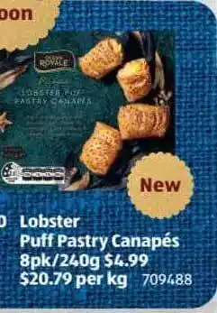 ALDI Lobster puff pastry canapés 8pk 240g offer