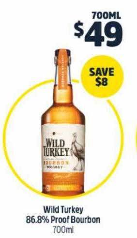BWS Wild turkey 86.8% proof bourbon offer