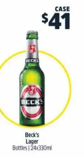 BWS Beck's lager offer