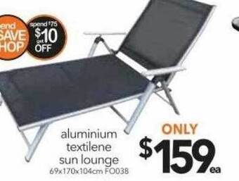 Aluminium textilene sun lounge