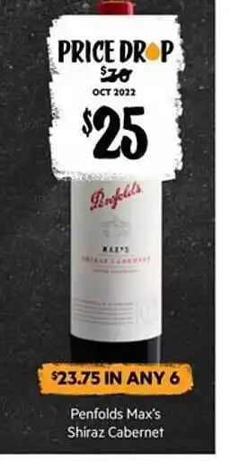 First Choice Liquor Penfolds max's shiraz cabernet offer