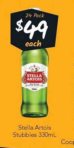 Cellarbrations Stella artois stubbies offer