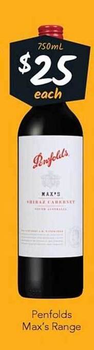 Cellarbrations Penfolds max's range offer