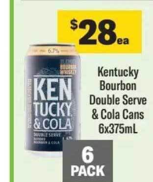 Liquorland Kentucky bourbon double serve & cola cans offer