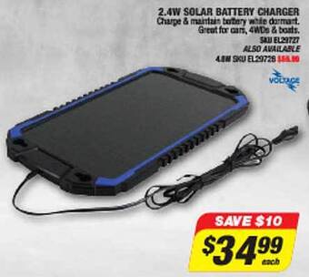 Autobarn 2.4w solar battery charger offer