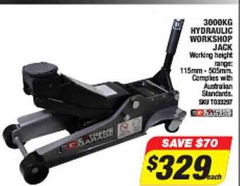 Autobarn 3000kg hydraulic workshop jack offer