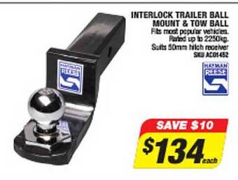 Autobarn Interlock trailer ball mount & tow ball offer