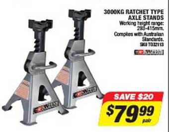 Autobarn 3000kg ratchet type axle stands offer