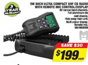 Autobarn 5w 80ch ultra compact uhf cb radio with remote mic control display offer