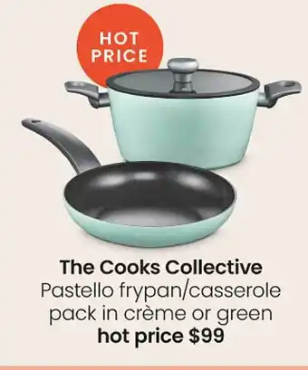 Myer The cooks collective pastello frypan-casserole pack in crème or green offer