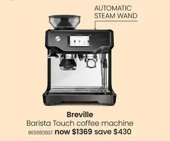 Myer Breville barista touch coffee machine offer