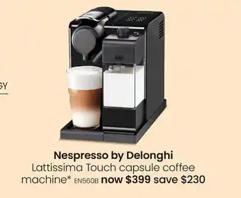 Myer Nespresso by delonghi lattissima touch capsule coffee machine offer