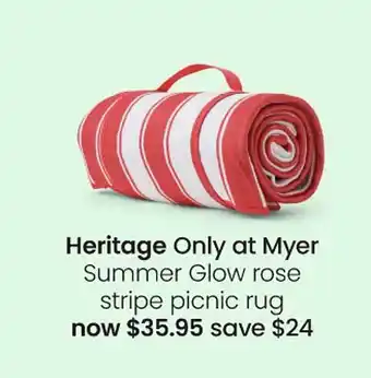 Myer Heritage only at myer summer glow rose stripe picnic rug offer
