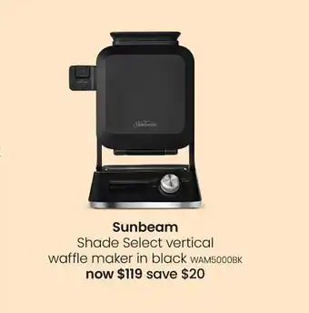 Myer Sunbeam shade select vertical waffle maker in black offer