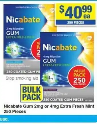 My Chemist Nicabate gum 2mg or 4mg extra fresh mint offer