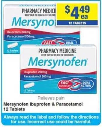 My Chemist Mersynofen ibuprofen & paracetamol offer