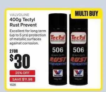 SuperCheap Auto Valvoline 400g tectyl rust prevent offer