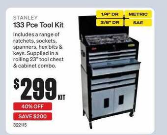 SuperCheap Auto Stanley 133 pce tool kit offer