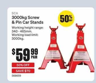 SuperCheap Auto Sca 3000kg screw & pin car stands offer