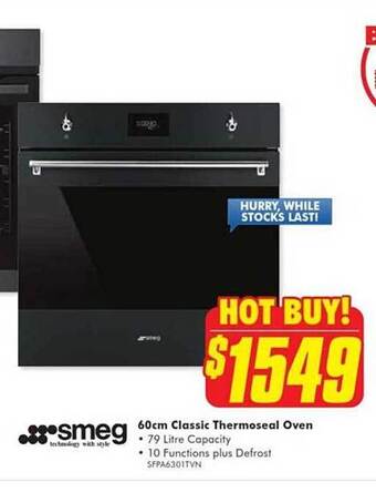 The Good Guys Smeg 60cm classic thermoseal oven offer