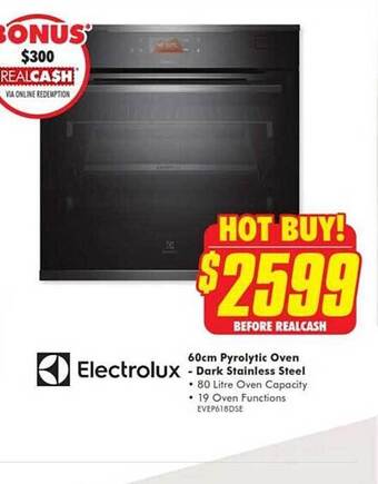 The Good Guys Electrolux 60cm pyrolytic oven dark stainless steel offer