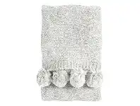 LivingStyles Poccon Knitted Chenille Throw, 170x130cm, Cream offer