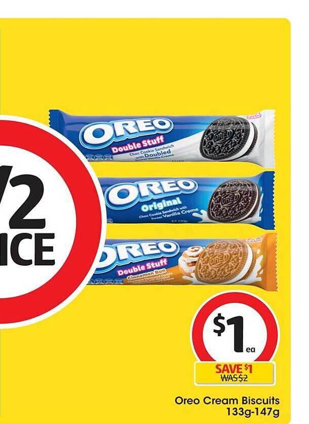 Oreo cream biscuits offer at Coles