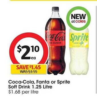 Coles Coca-cola fanta or sprite soft drink offer