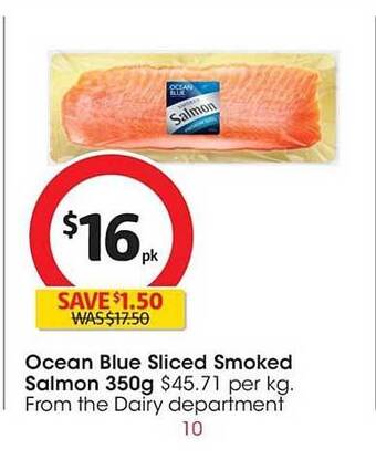 Coles Ocean blue sliced smoked salmon offer