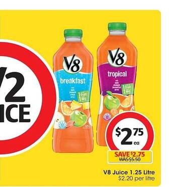 Coles V8 juice 1.25 litre offer