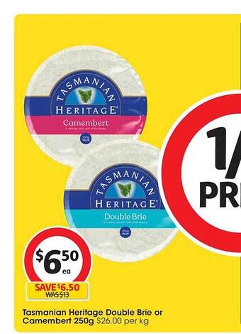Coles Tasmanian heritage double brie or camembert offer