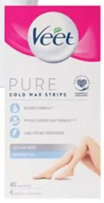 Priceline Veet Pure Cold Wax Strips Legs and Body Sensitive Skin 40 Wax Strips offer