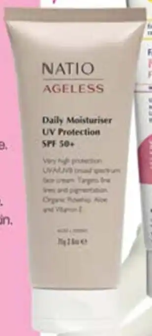Priceline Natio Ageless Daily Moisturiser UV Protection SPF 50+ 75g offer