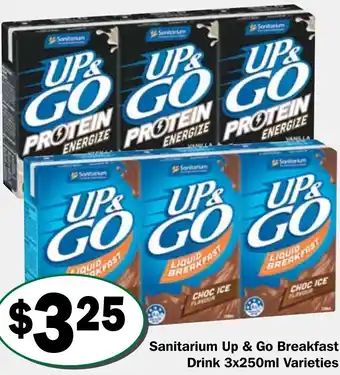 Sanitarium Up & Go Breakfast Drink 3x250ml
