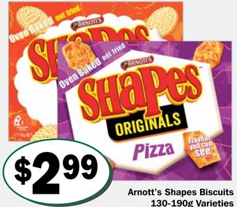 Friendly Grocer Arnott's Shapes Biscuits 130-190g offer