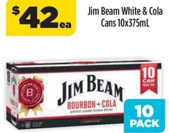 Liquorland Jim Beam White & Cola Cans 10x375ml offer