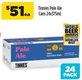 Liquorland Tinnies Pale Ale Cans 24x375ml offer