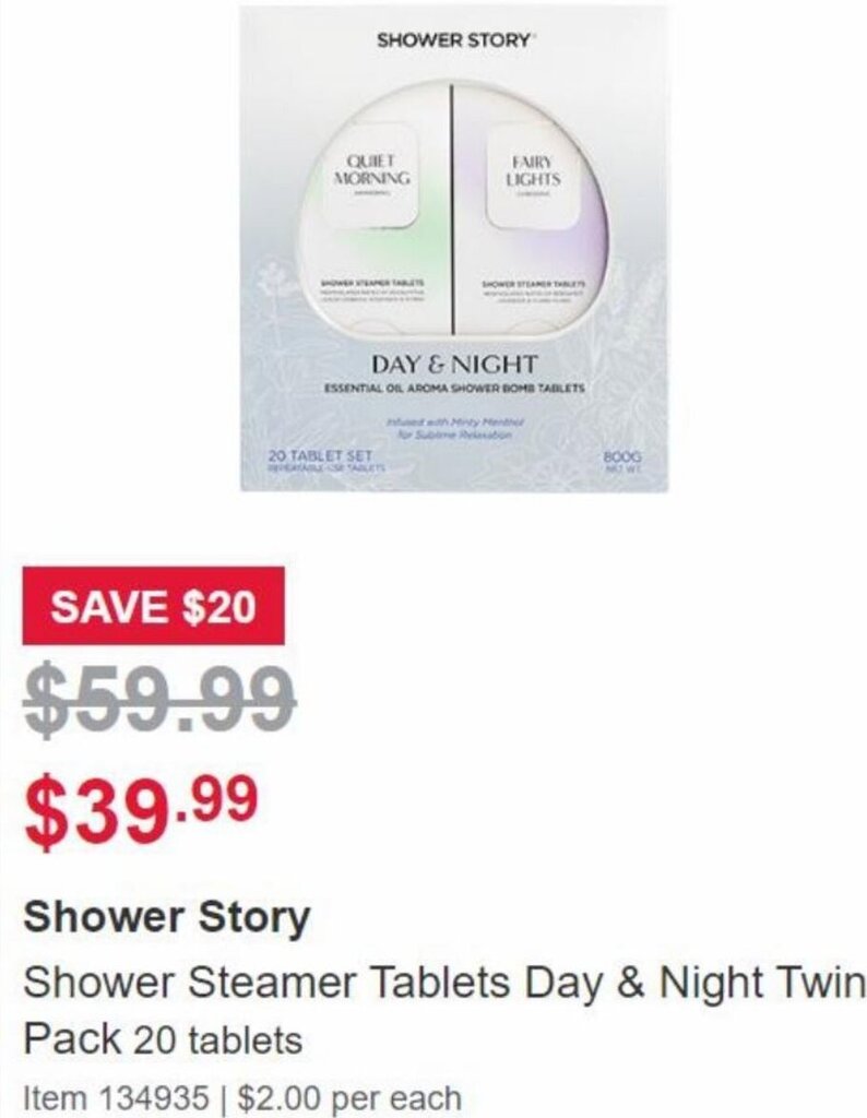 Shower Story Shower Steamer Tablets Day & Night Twin Pack 20 Tablets