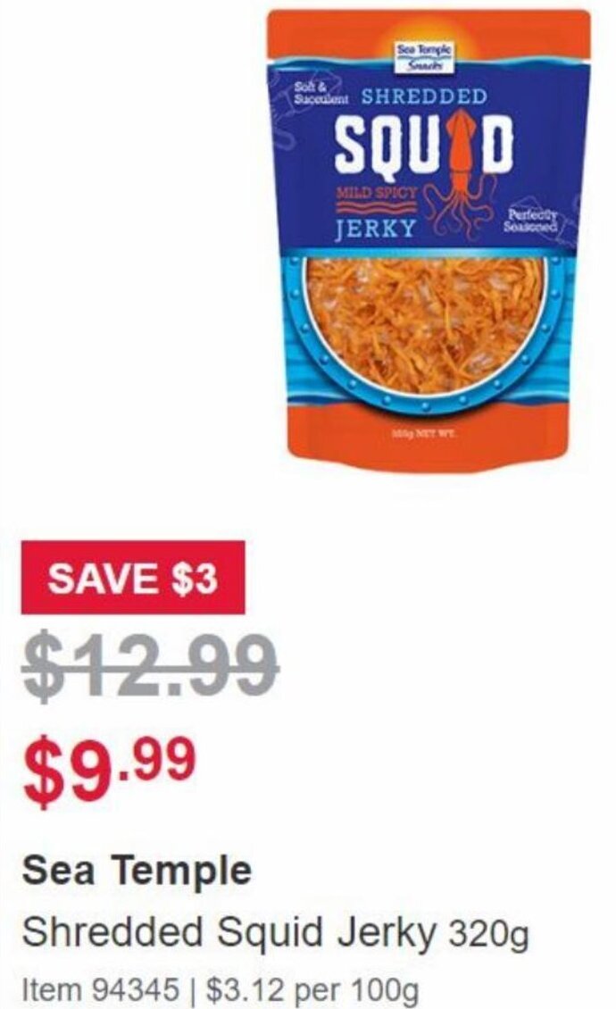 Sea Temple Shredded Squid Jerky 320g offer at Costco