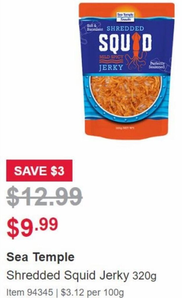 Sea Temple Shredded Squid Jerky 320g offer at Costco