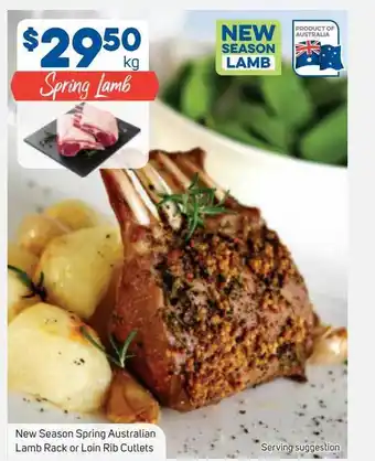 Foodland New season spring australian lamb rack or loin rib cutlets offer