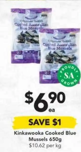 Drakes Kinkawooka cooked blue mussels offer