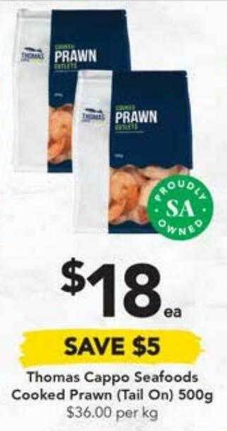 Drakes Thomas cappo seafoods cooked prawn offer