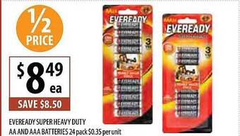 Eveready super heavy duty aa and aaa batteries