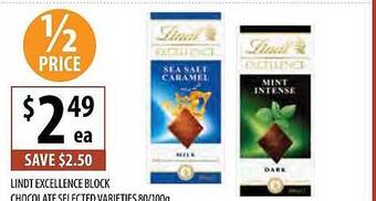 Supabarn Lindt excellence block chocolate offer