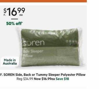 Harris Scarfe Soren side, back or tummy sleeper polyester pillow offer