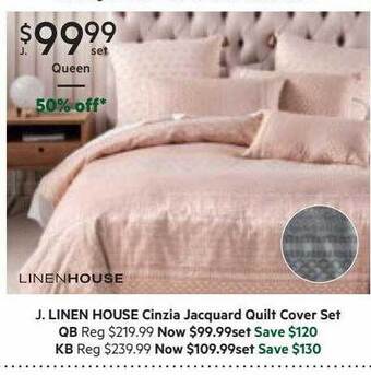 Harris Scarfe Linen house cinzia jacquard quilt cover set offer
